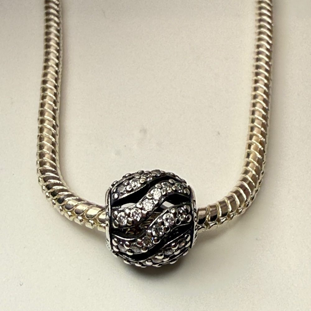 Pandora Openwork Swirl Pavé CZ Charm Sterling ALE S925 - Picture 8 of 8